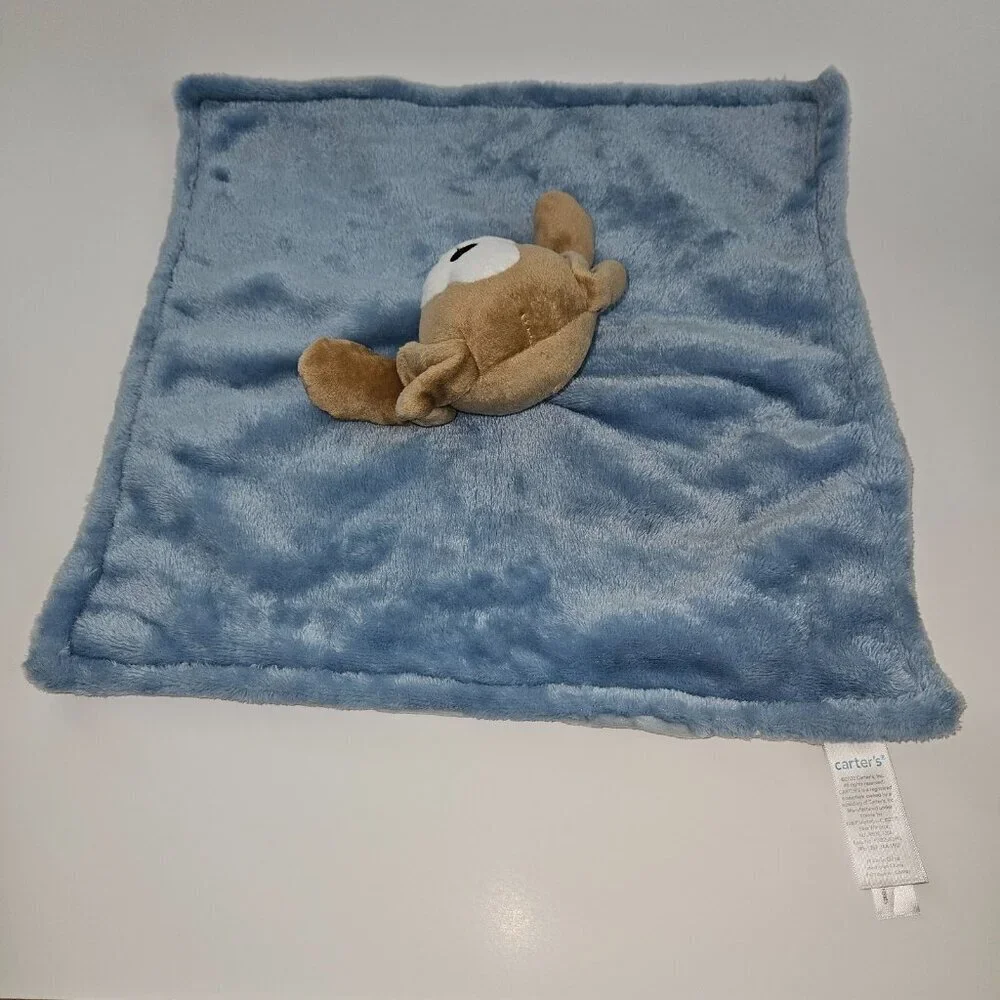 Carter's Blue Brown Puppy Dog Lovey Plush Stuffed Animal Baby Toy SOFT Fleece